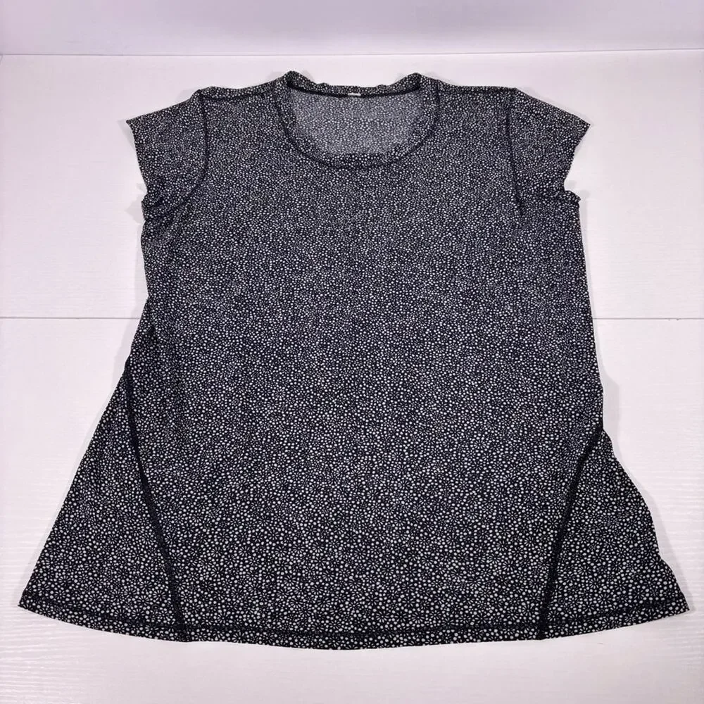 Lululemon Sunaway Runaway Short Sleeve Tee Freckle Flower Black White 1230